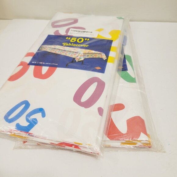 2 pks 50th All Over Print 50's Party Birthday Anniversary Table Cover 54 x 108 - Picture 3 of 3